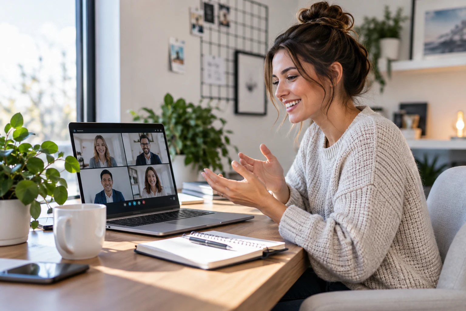 Small business owner meeting remotely with her accounting team